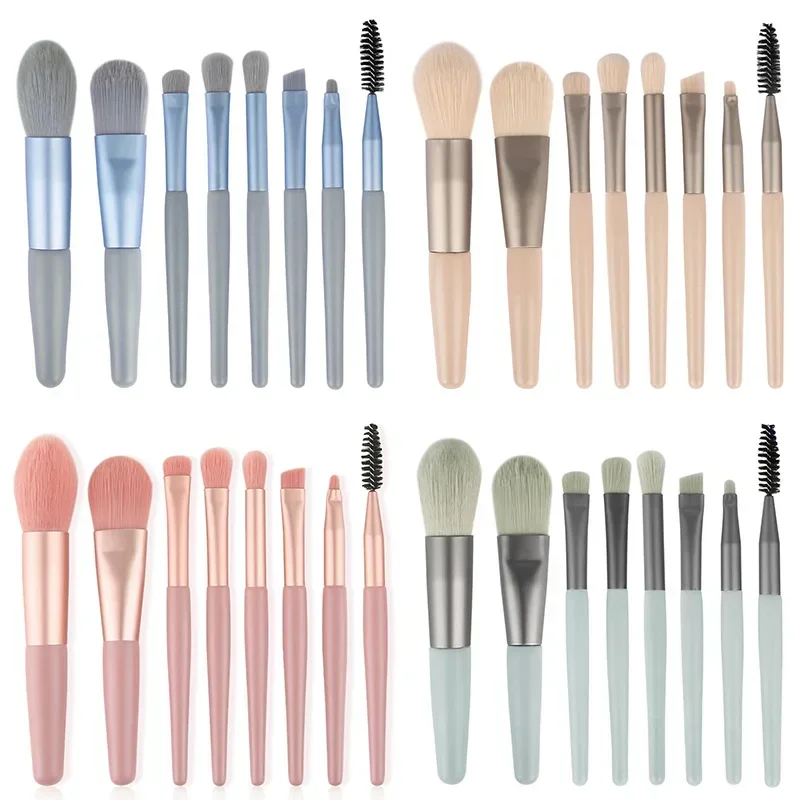 Portable 8Pcs Eyeshadow Foundation Blending Makeup Brush Soft Fluffy Cosmetics Concealer Makeup Brush Professional Make Up Tool