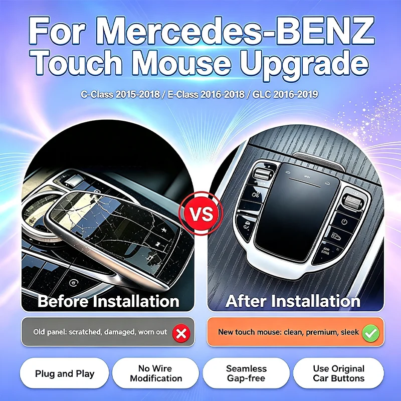 Image of Touch-Maus für Mercedes Benz C/E-Klasse GLC 2015-2019 W205 W213 X253 Alt zu Neu Original Auto-Zentralsteuerknopf Joystick Touch-Maus Multimedia-Tasten