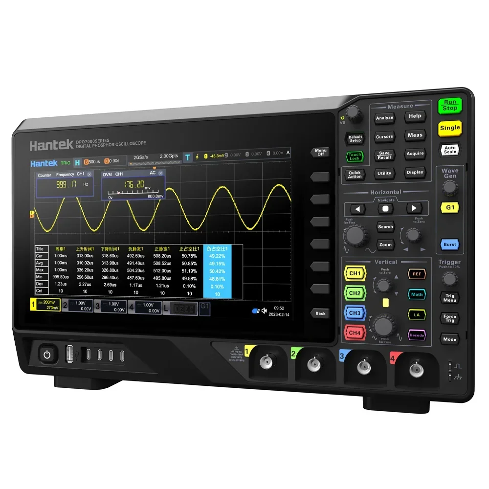 Hantek DPO7504U 4 Channels Digital Oscilloscope 2GSa/s 500MHz Band Width 2Gpts Memory Depth Signal Source Waveform Generator