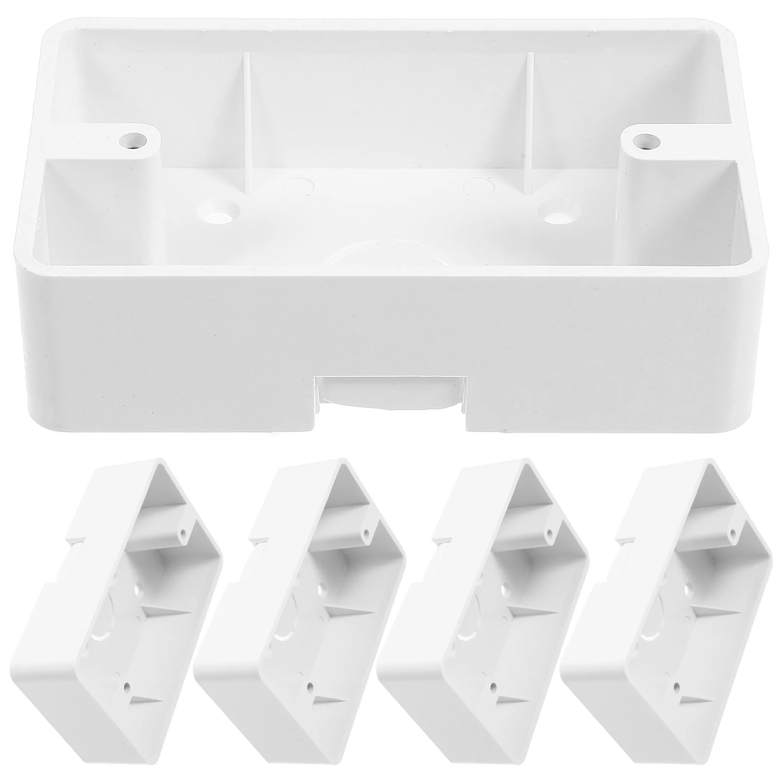 5 Pcs Recessed Furniture Power Strip with USB Junction Box The Switch Wall Socket Boxes Plate Covers White Installation