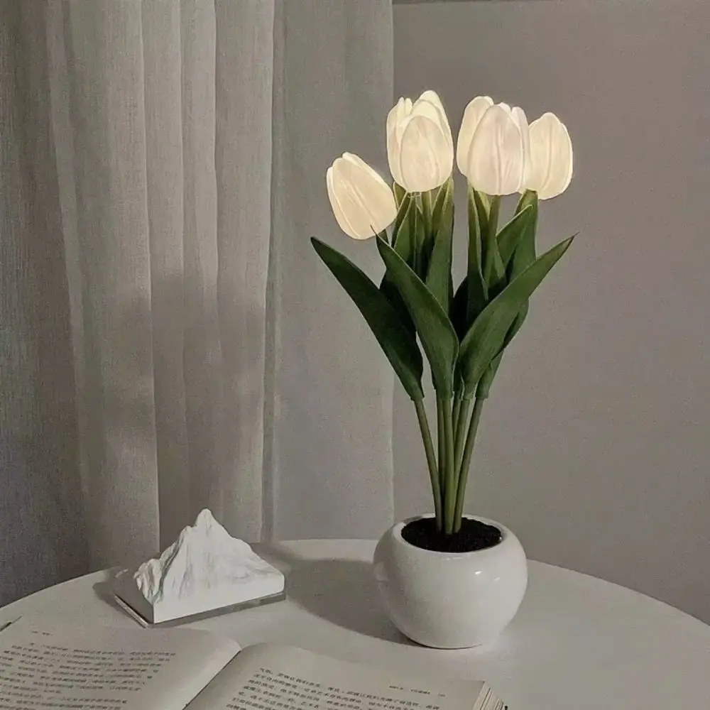 

LED Light LED Tulip Lamp Simulated Bouquet Night Light Simulation Flower Lamp Romantic Atmosphere Room Decoration Bedside Lamp