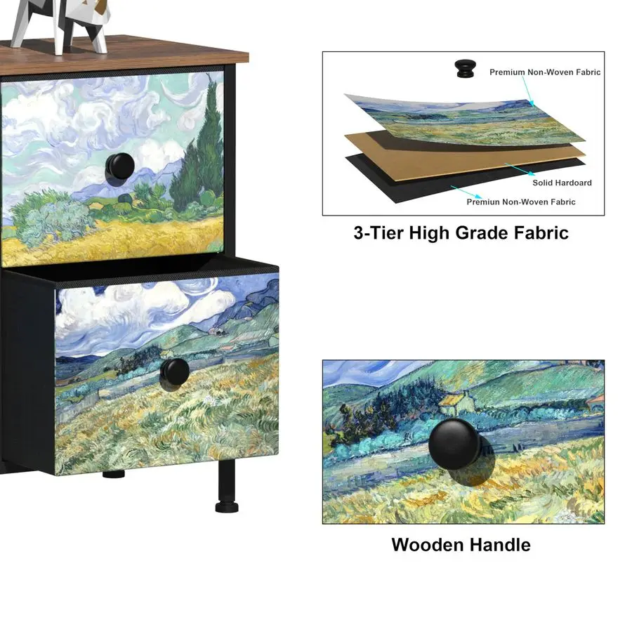 6-lade dressoir voor slaapkamer Van Gogh ladekast Brede tv-standaard Stoffen opberglade voor woonkamer Ingang Kast