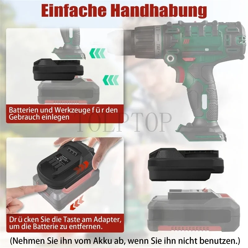 

Адаптер аккумулятора 18–20 В для литий-ионной батареи Einhell 18 В, конвертер в электроинструменты с литиевой батареей Parkside 20 В, используйте EIN18PAR