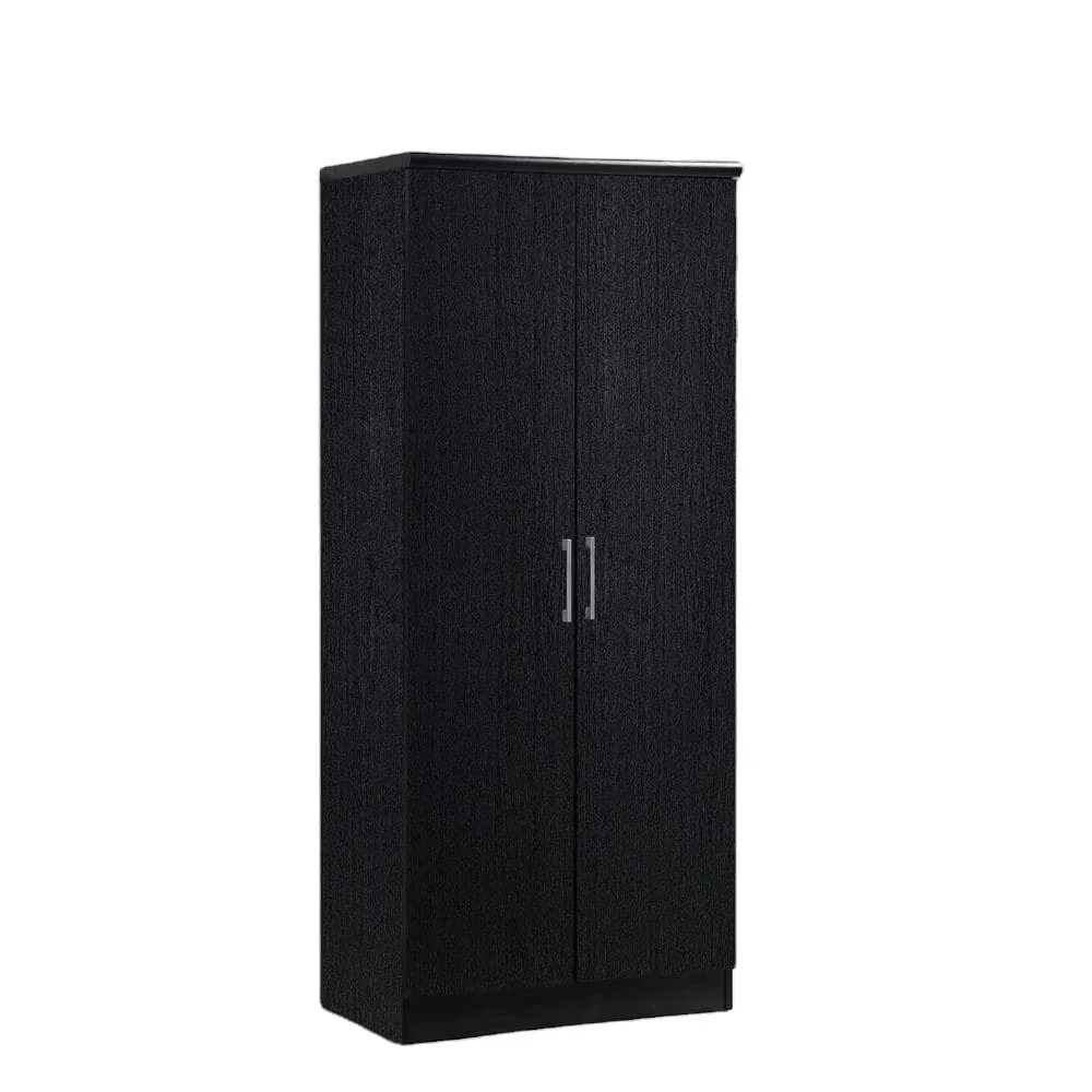 Wooden mid-century design furniture  cabinet wardrobe with 2 doors black white Armoire with Shelves for bedroom