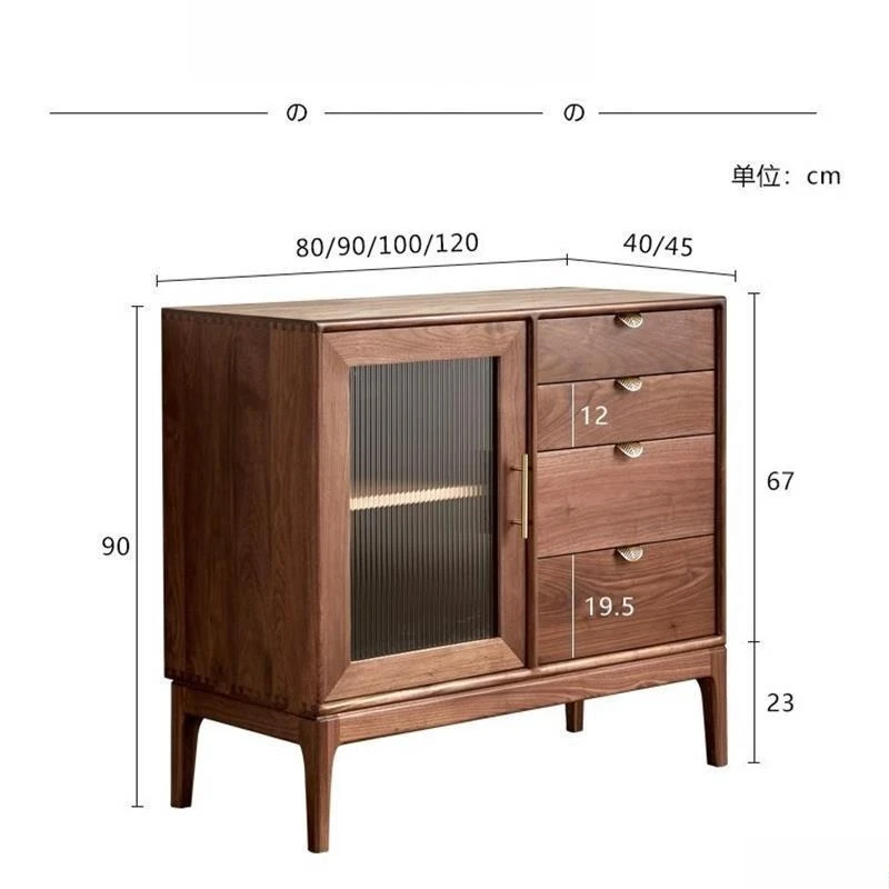 

Solid wood side cabinet Modern simple black walnut side cabinet