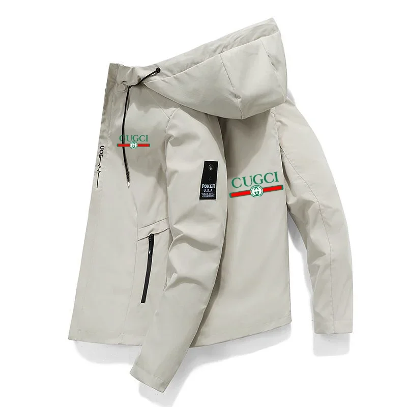 Мужская ветрозащитная куртка на молнии, Повседневная бейсбольная куртка с капюшоном, уличная спортивная куртка, Новинка для весны и осени 2024