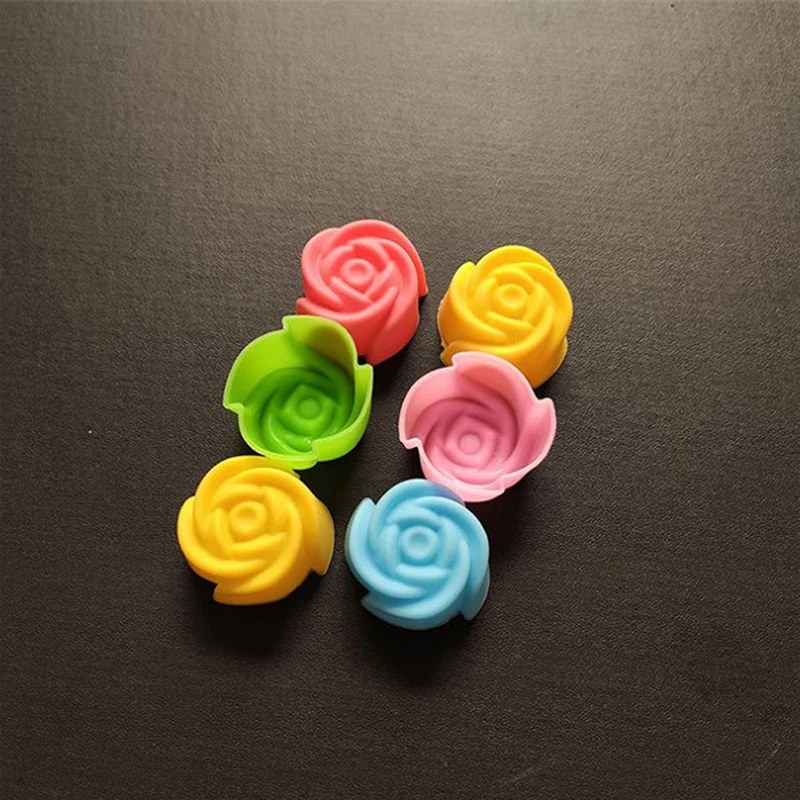 Molde de silicona con diseño de flores para Tartas, 10 unids/lote, 3cm, pudín de Chocolate, molde de hielo, herramientas para hornear magdalenas, Mini moldes de jabón hechos a mano