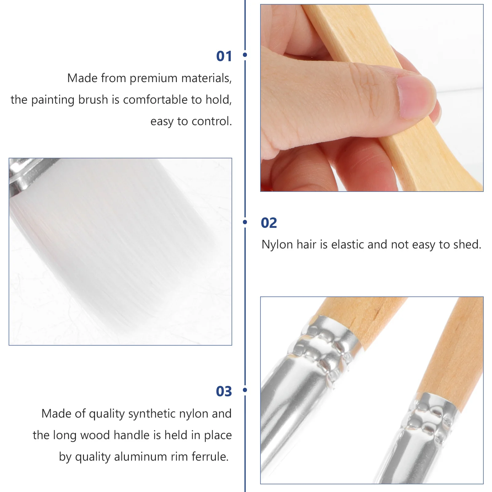 

6Pcs Oil Painting Brush Set Comfortable Wooden Handle Durable Bristles Portable Painting Tools for Craft