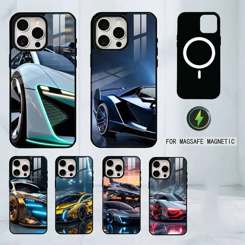 Sci-fi flying supercar Phone Case For iPhone17,16,15,14,13,12,11 Plus,Pro Magnetic with Magsafe Wireless Charging