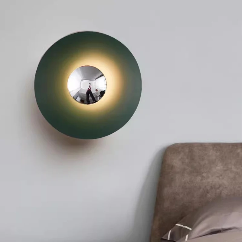 Moderno led luz de parede redonda arandela lâmpada parede nordic cor criativa sala estar tv interior escada luzes cabeceira luminária decoração casa