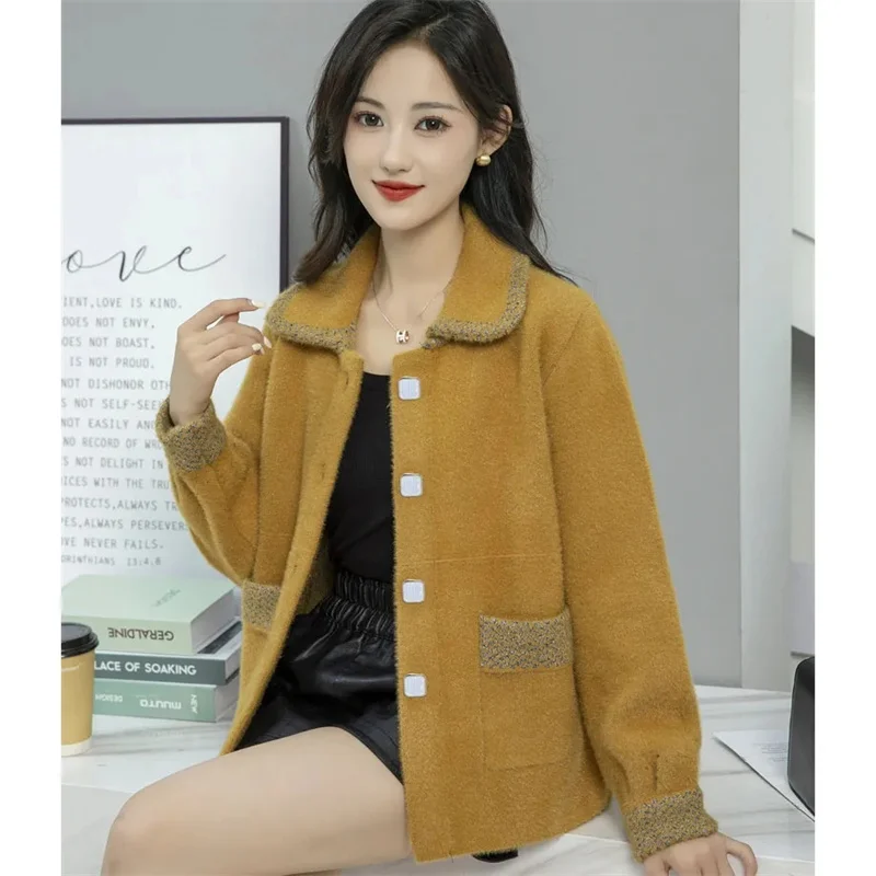 

High-Quality Women Coat 2024 New Small Fragrance Jacket Casual Fashion Thick Spring Autumn Fur Outwear Short Ladies Cardigan Top