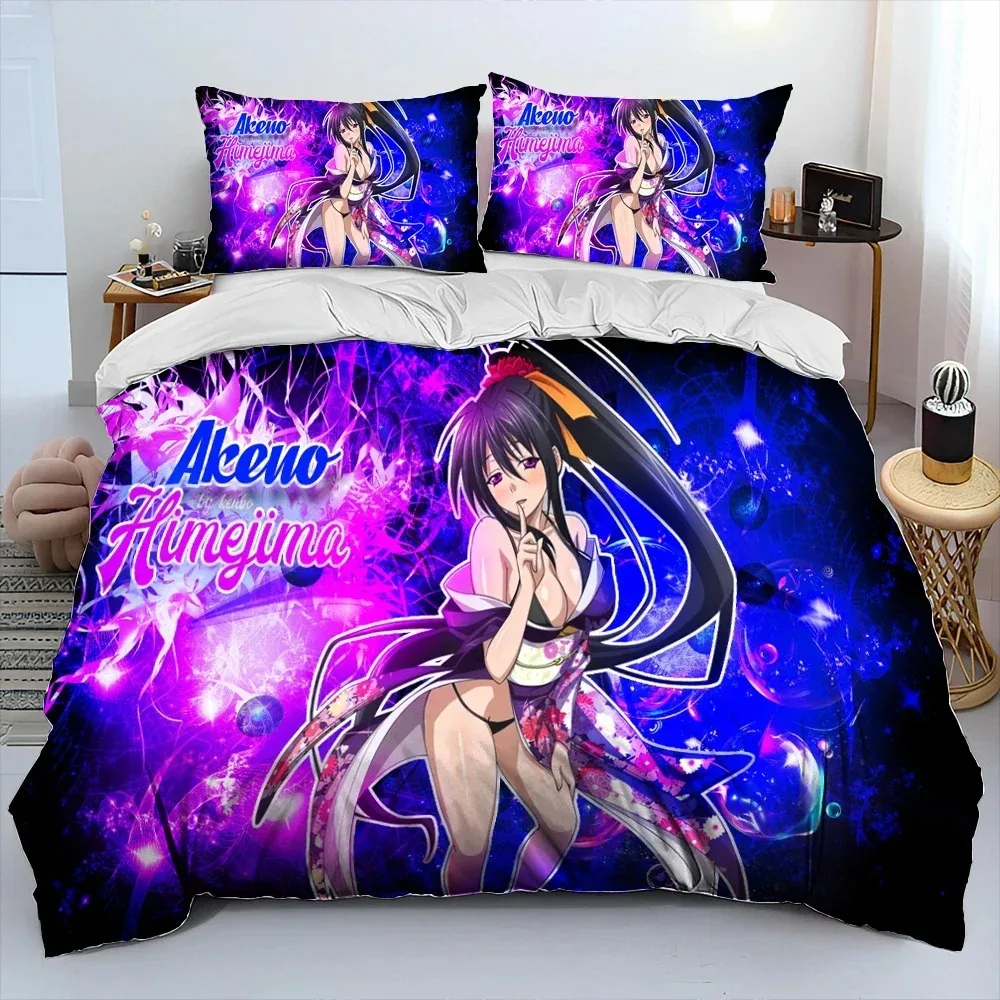 Sexy Girl Set seprai Anime DxD sekolah tinggi, Set seprai selimut penutup kasur, sarung bantal, Set seprai ukuran king Queen