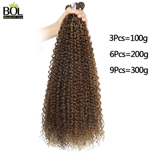 Imagen 2 del producto BOL-extensiones de cabello rizado sintético para mujer, mechones rizados largos Jerry, pelo de ganchillo falso Rubio degradado, ondulado resistente al calor
