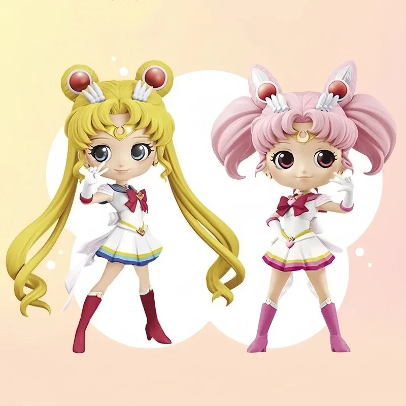 Оригинальные фигурки Bandai 15 см Сейлор Мун Q Posket Tsukino Usagi Chibiusa ПВХ аниме модель куклы детские игрушки подарки украшения