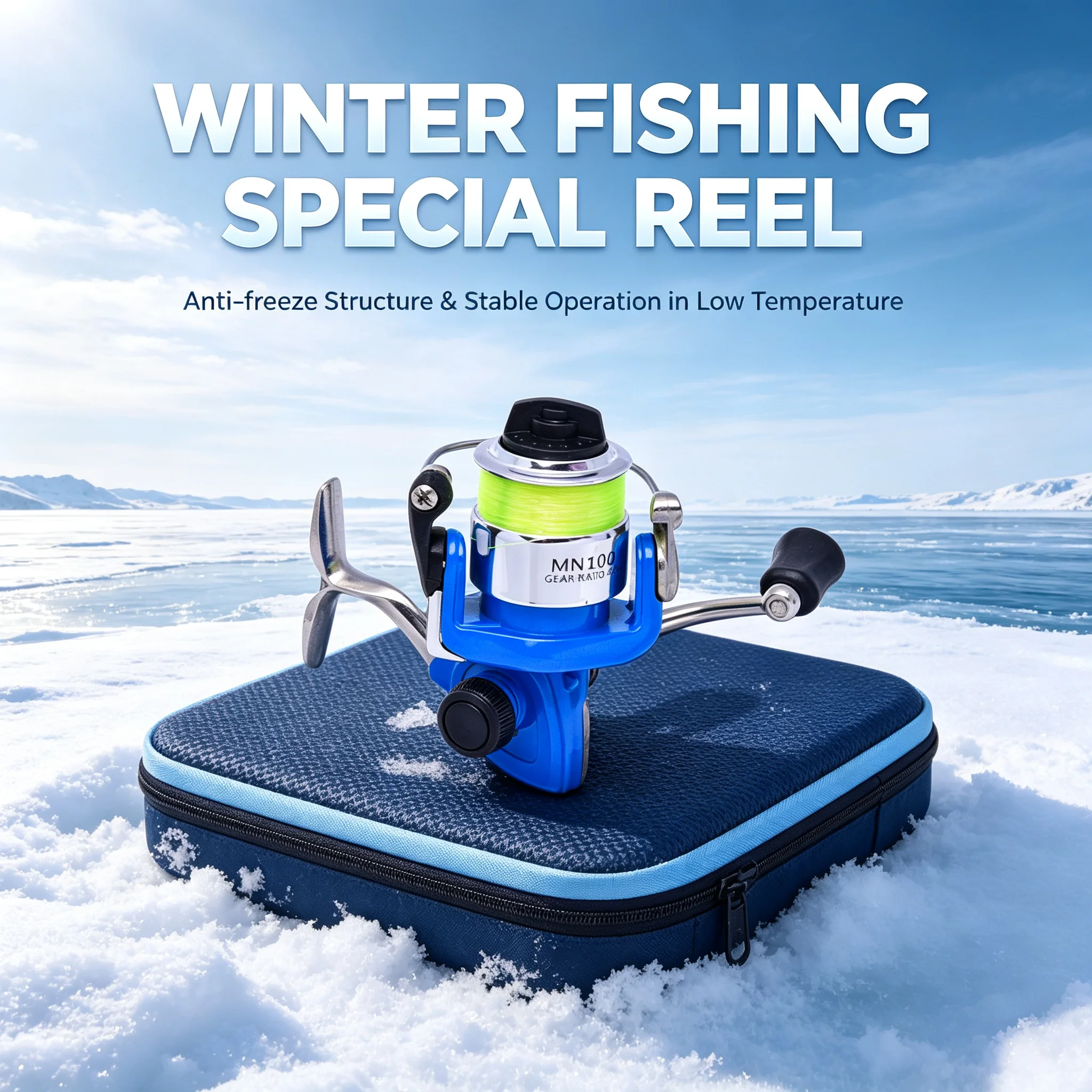 Ice Fishing Line - 1 mulinello da pesca ultraleggero, compatto