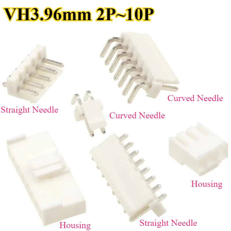 

20/60/100Pcs/lot VH 3.96mm 2P 3P 4P 5P 6P 7P 8P 9P 10P Pin Straight/Curved Needle + Female Housing + Terminals VH3.96 Connector