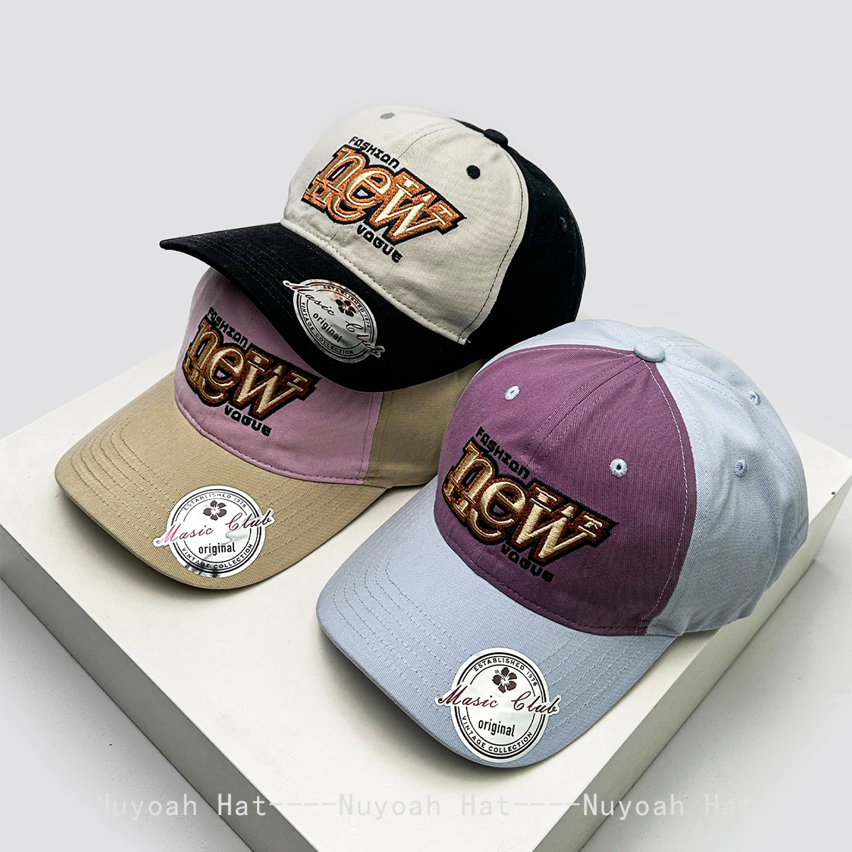 

New Unisex Color Block Letter Embroidery Baseball Hats Sunshade American Style Versatile Personal Peaked Caps Retro Fashion ins