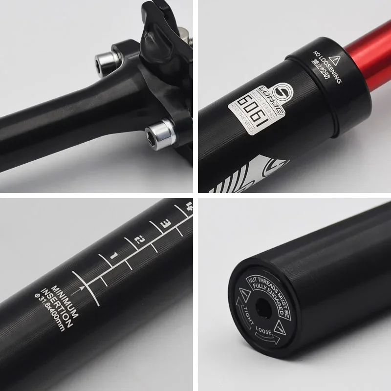 MTB Seat Tube Shock Absorber Seat Post Aluminum Bicycle Seatpost 27.2/28.6/30.4/30.9/31.6*400mm Bike Accessories Ultralight