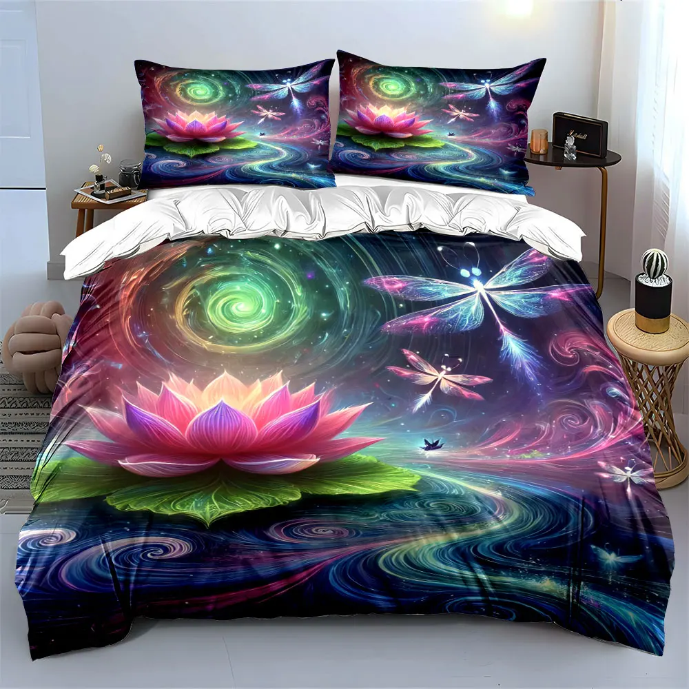 

"Lotus Butterfly Decorative Set" Bedding Set with 1 Duvet Cover 2 Pillowcases Single Double King Queen, Gift