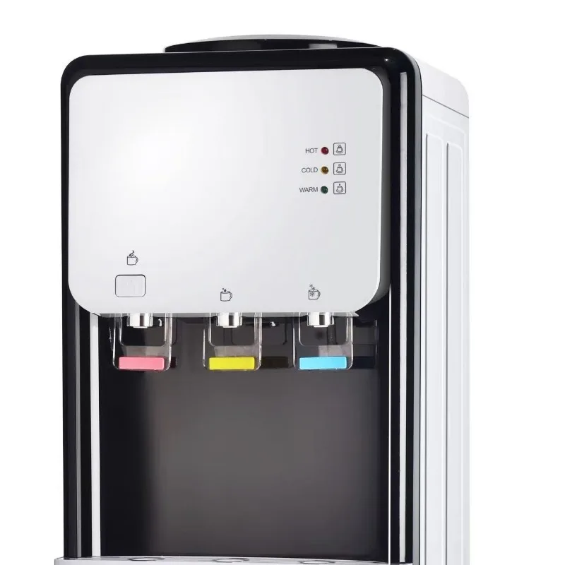 Desktop Compressor Water Dispenser, Hot Cold Cooler with Child Lock & Anti-Dry Burn, 3-Tap Multifunction