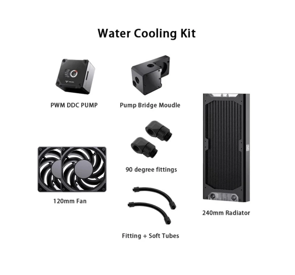 Granzon Water Cooling Kit for AIO CPU GPU Block with Pump 120mm Fan 240mm 360mm Radiator PC System G1/4'' Fitting Hose Tube