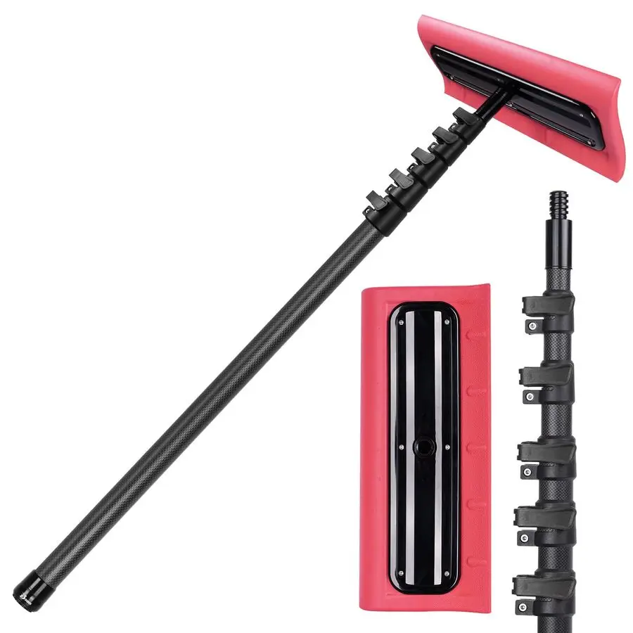 

Carbon Fiber Snow Roof Rake, 4.724FT Extendable Pole, EVA Foam RoofSafe Head for Gentle Snow Removal, for Roofs, Solar Panels, R