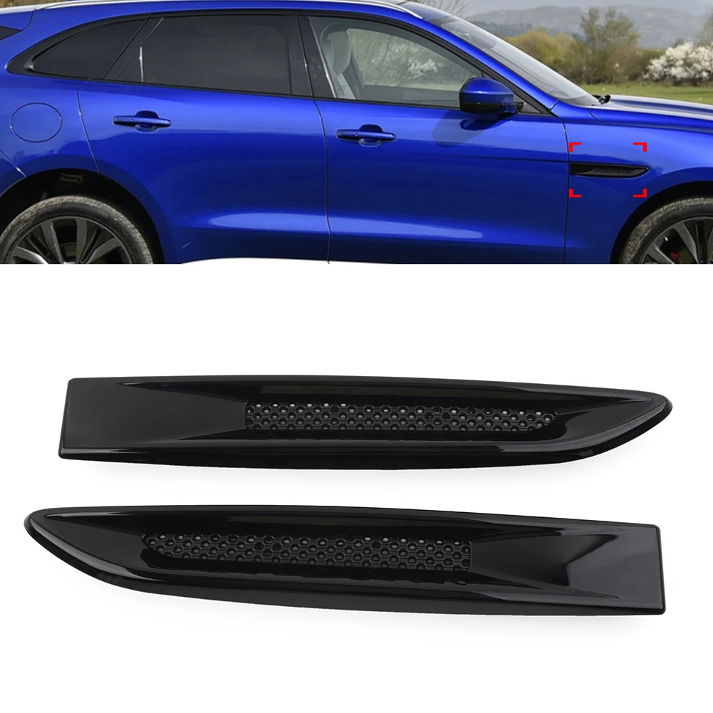 1 Pair Glossy Black Car Front Side Fender Air Vent Outlet Grille Trim For Jaguar XE F-Pace XF X260 T2H17749 T2H17750