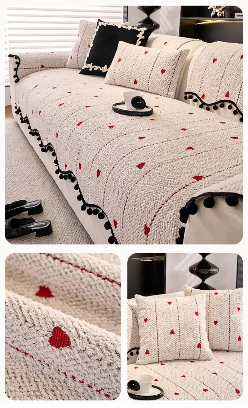 Winter Rot Unregelmäßig Geformte Sofa Kissen Valentinstag Neujahr Hochzeit Dekoration Plüsch Sofa Kissen Anti-Slip Abdeckung Stoff – Detail 7