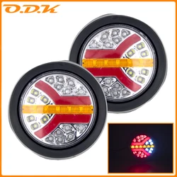 2Pcs 12V 24V LED Round Car Rear Tail Light Brake Stop Side Marker Turn Warning Indicator Lamp Truck Trailer Reflector ATV RV Bus
