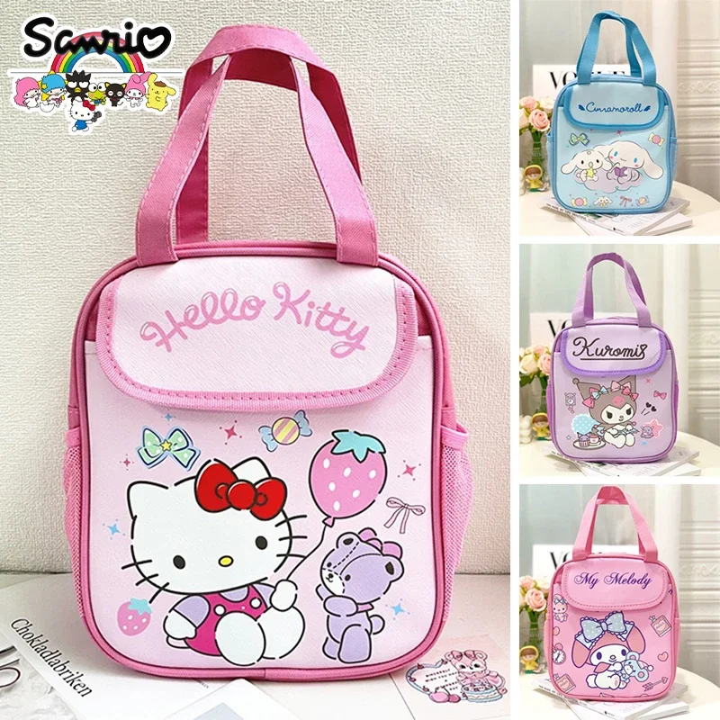 Sanrio Kuromi Insulated Lunch Bag Hello Kitty Cinnamoroll Large Capacity Student Bento Bag Reusable Zipper Closure Tote Food Bag