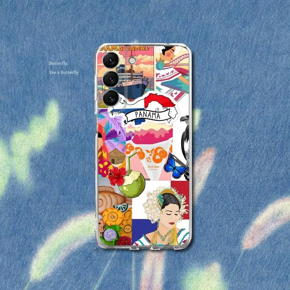 حافظة هاتف بنما استوائية من السيليكون لهاتف سامسونج S30، S23، 21، 22، 20 Ultra، S20 FE lite، S10، 9، PIus Note 20 Ultra غطاء شفاف