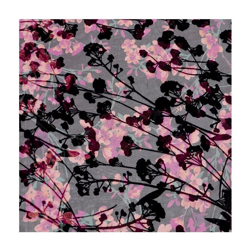 Camisón tejido de terciopelo brocado viscosa estampado tachado y quemado vestido cheongsam