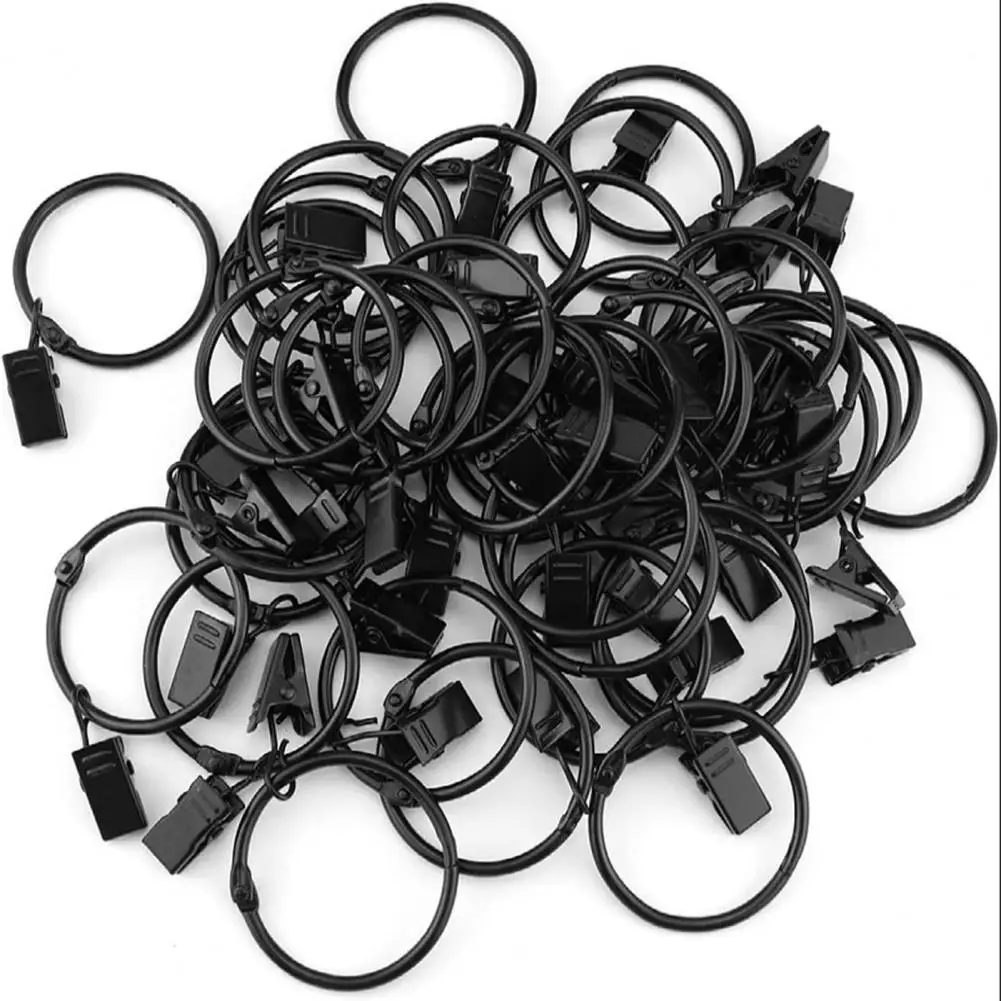 40Pcs Convenient High Strength Curtain Hook Easily Detach Curtain Ring Fall-resistant Curtain Rod Hook Bathroom Supply