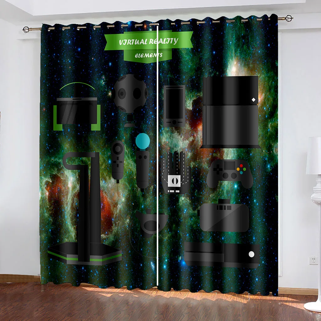 Luxury Blackout 3D Window Curtain For Living Room green game curtains 3D Curtains For Living room Blackout