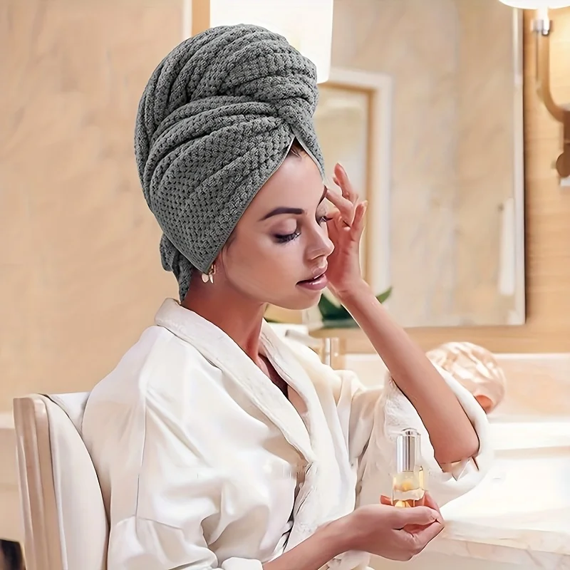Microfiber Hair Towel Extra Large Wrap Quick Dry Hair Towel Wrap with Elastic Band , Ultra Absorbent Soft Hair Towel Wrap Turban view 5