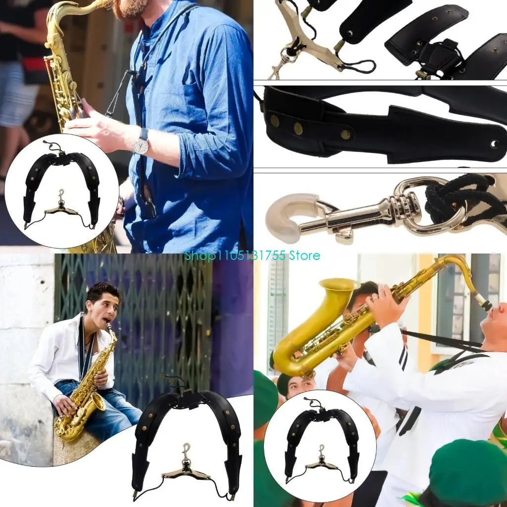 

K0EF Soft Sax Holder with Hook Adjustable Practical Woodwind Strap Saxophone Strap