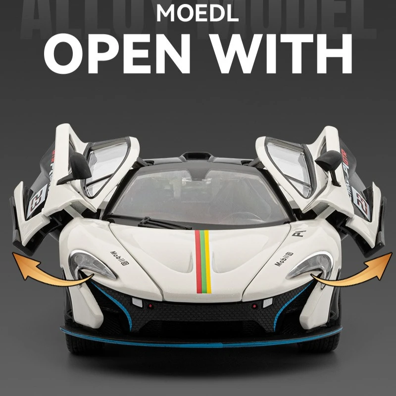 1:24 P1 GTR Alloy Sports Car Simulation Diecast Metal Alloy Model car Sound Light Pull Back Collection Kids Toy Gifts