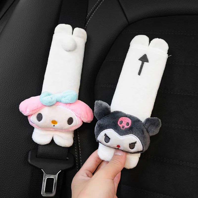 น่ารัก Kuromi รถที่นั่งหมอนสีชมพู Melody รถ Headrest คอหมอนและเบาะการ์ตูนตุ๊กตาหัวเบาะรถคอสนับสนุน