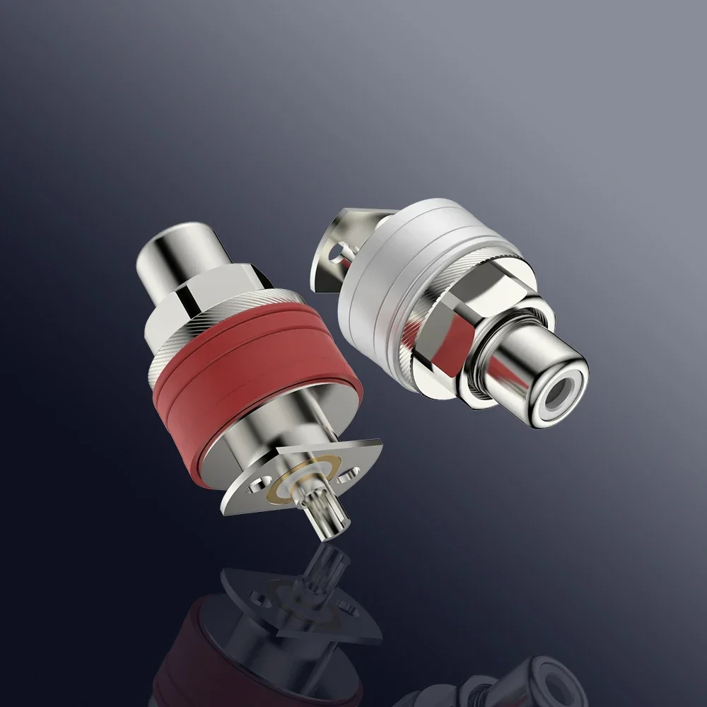 Viborg RCA Female Jack Panel Mount Pure Copper RCA Socket Gold Rhodium Plated RCA Female Connector for Audio DIY Turntable