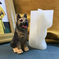 German Shepherd Silicone Mold 3D Animal Dog Plaster Epoxy Resin Crafts Mold Military Guard Dog Handmade Mold