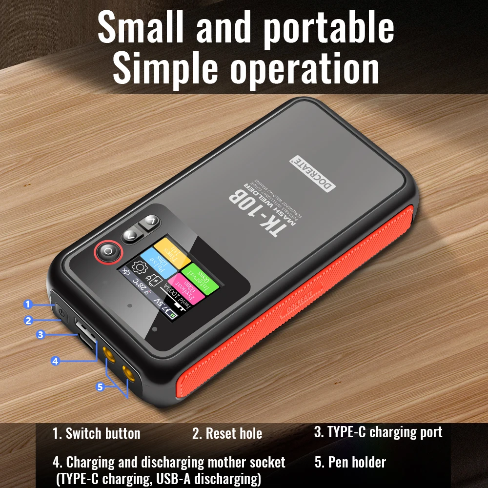 Portable Professional Handheld Intelligent 1.8" Color Screen Spot Welding DIY Mini Welding Machine for 0.1-0.25mm Nickel Plate
