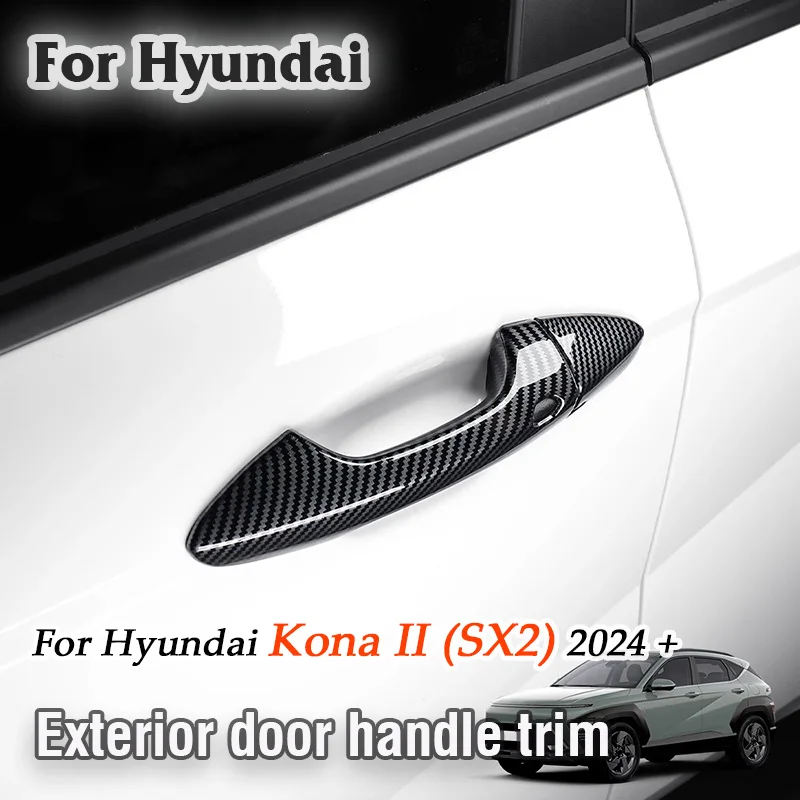 

For Hyundai Kona II SX2 2024 2025 Car Exterior Door Handle Outer Bowls Cover Protector Trim Frame Sticker Accessories