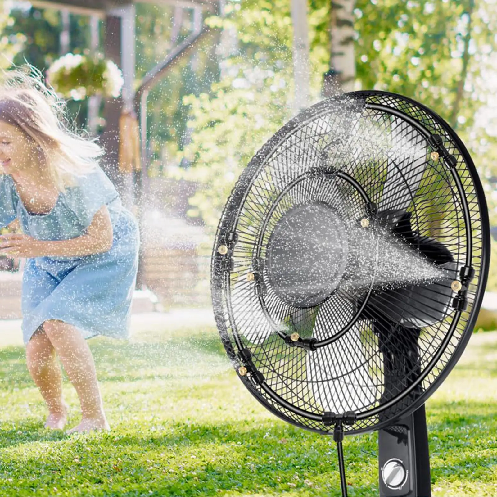 Misting Kit for Fan Fog Mist System Garden Water Mist Sprayer Water Misting Cooling Fan Ring for Cafe Restaurant Outdoor Misting