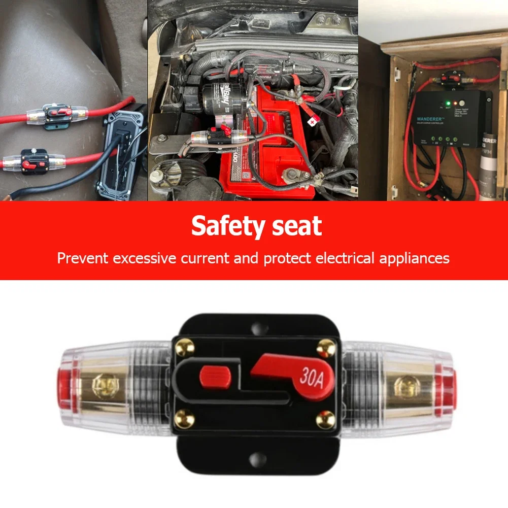 Resettable Fuse Holder 12-24V DC Circuit Breaker for Car Truck Audio Short Protection 20A-150A Size