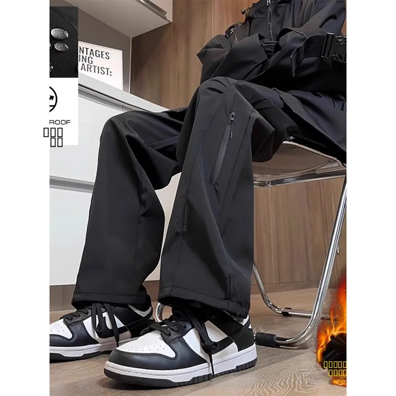 

Мужские походные брюки с утепленной флисовой подкладкой, ветрозащитные теплые повседневные брюки, осенне-зимние брюки для занятий спортом на открытом воздухе, брюки для альпинизма