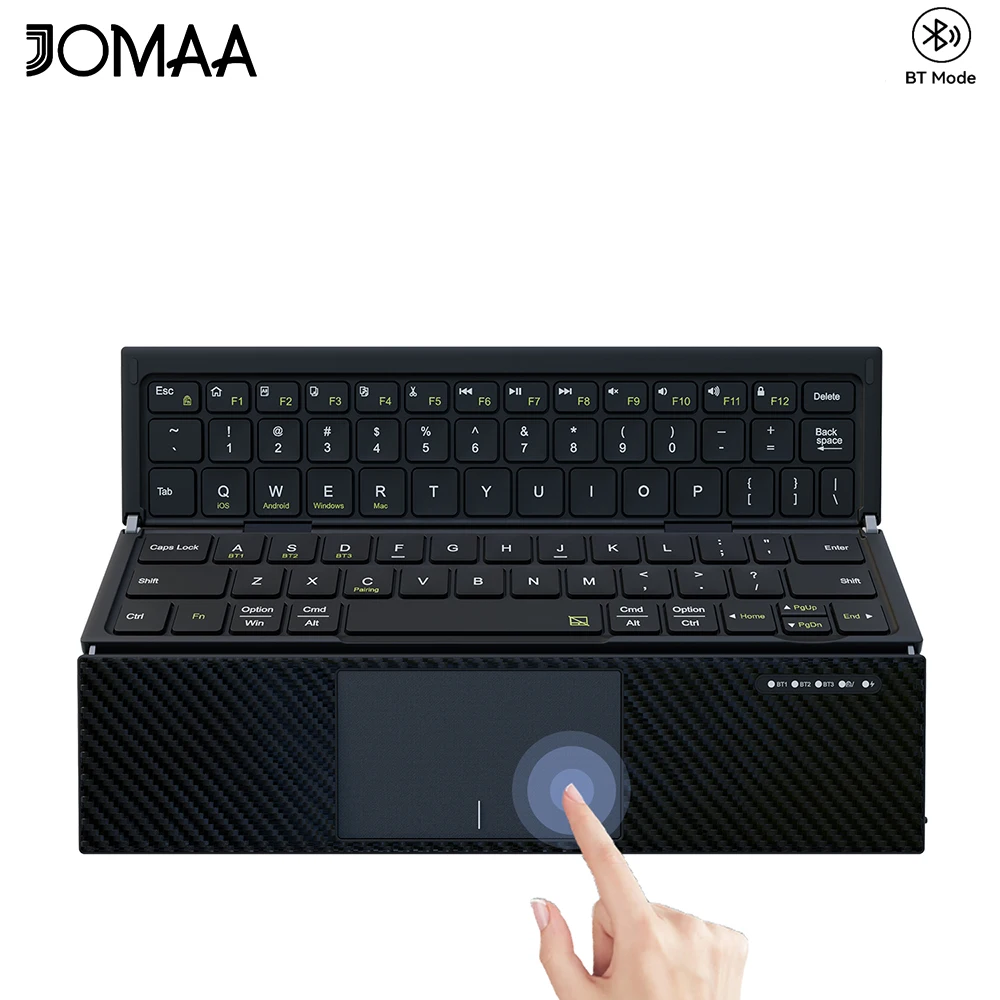 Rechargeable BT5.0 Wireless Touchpad Keyboard with Foldable Design,Portable 78 Key Wireless Travel Keypad for PC/Laptop/Tablet