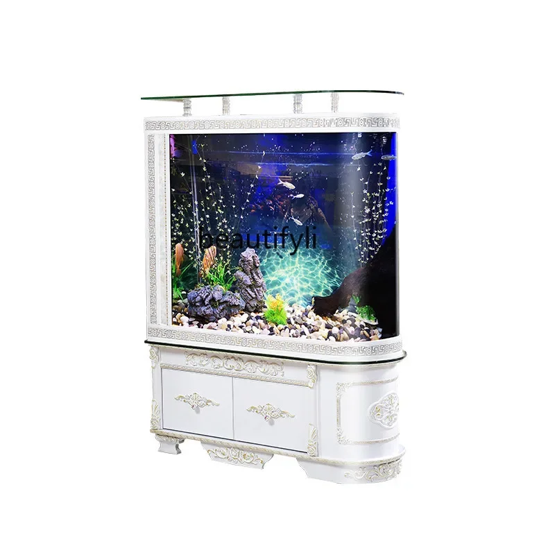 Bullet Glass Aquarium Medium and Large 1.2 M U-Shaped Living Room Fish Tank Bar Ecological Landscape Floor Fish Tank