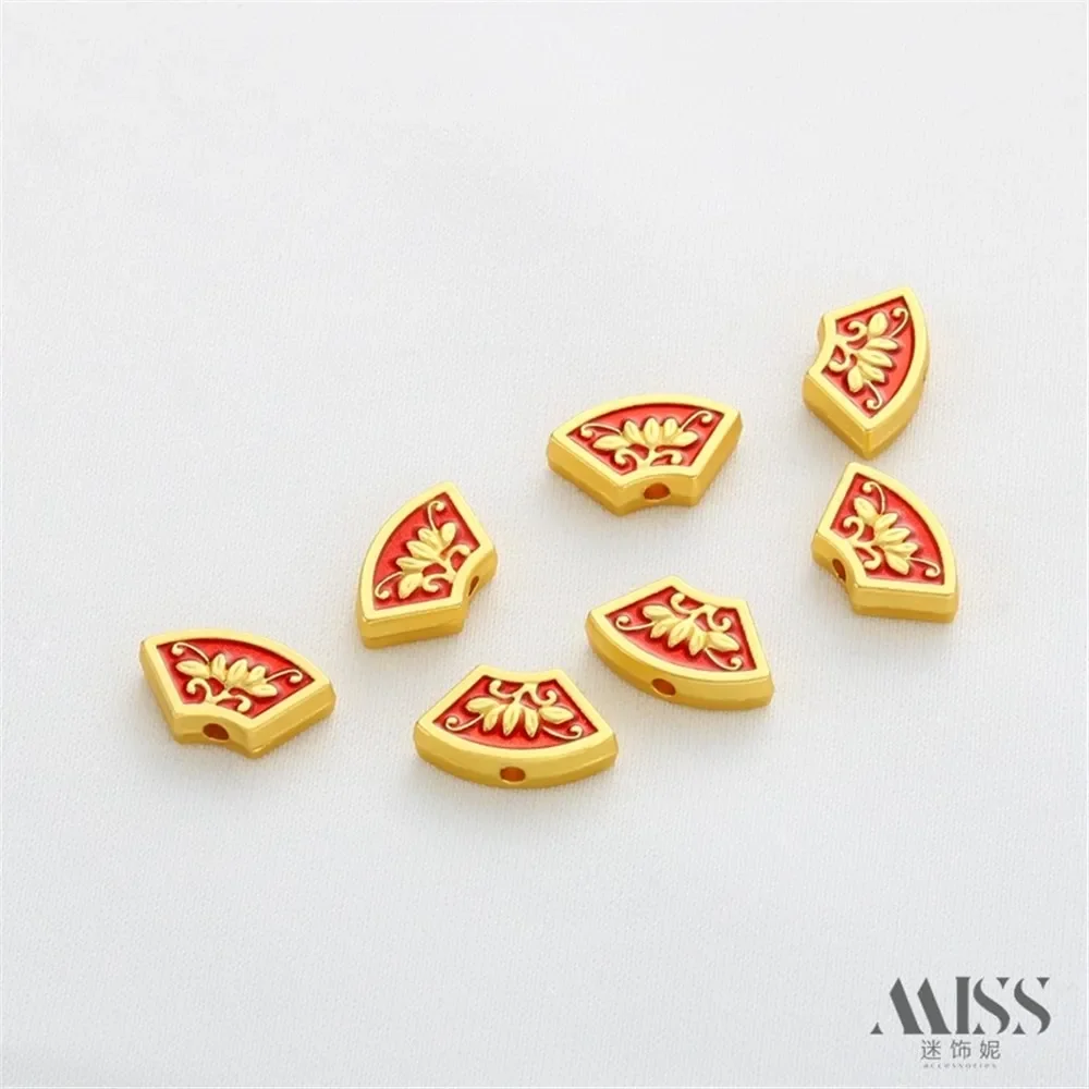 18K Matte Gold Druipende Olie Retro Fan Window Roosters Kraal Spacers DIY Handgemaakte Armbanden Kettingen Kralen Sieraden Accessoires