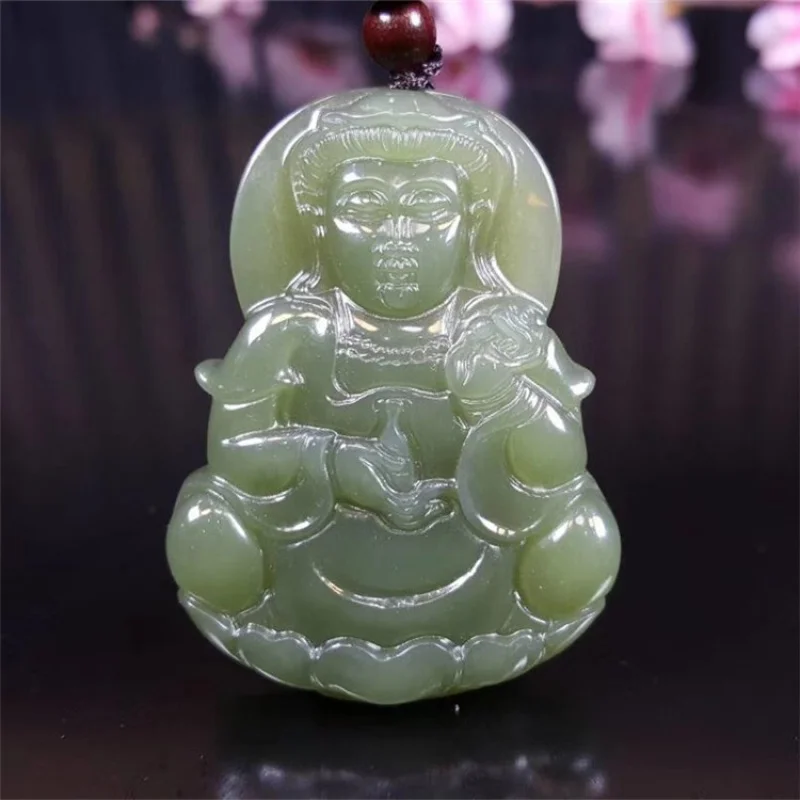 Crafts Avalokitesvara Hetian Qinghai Material Guanyin Bodhisattva Men's Jade Pendant