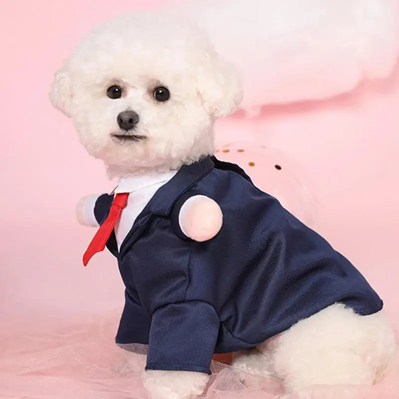 Dogs Tuxedo Outfit Durable Dogs Tuxedo Wedding Party Suit With Red Bow Tie Shirt Formal Dog Wedding Attire Clothes For Small